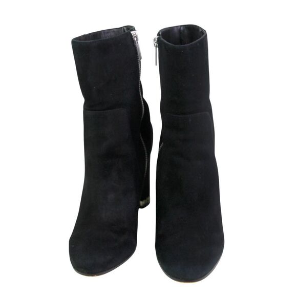 Michael Michael Kors BLACK REAL LEATHER SUEDE HIGH HEEL ROUND TOE ANKLE BOOTS 7M - Picture 3 of 16